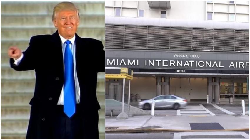 El Presidente Trump Arriba Al Aeropuerto Internacional De Miami