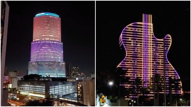 Miami Tower y el hotel con forma de guitarra en Hollywood ...