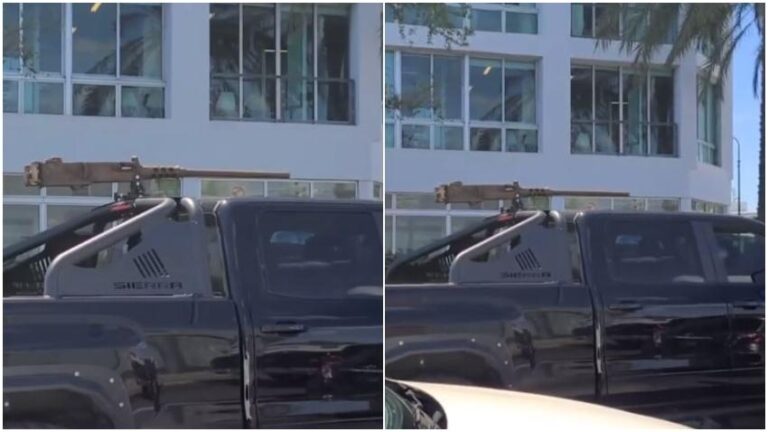 Video De Una Camioneta Con Un Ametralladora Encima Por Las Calles De